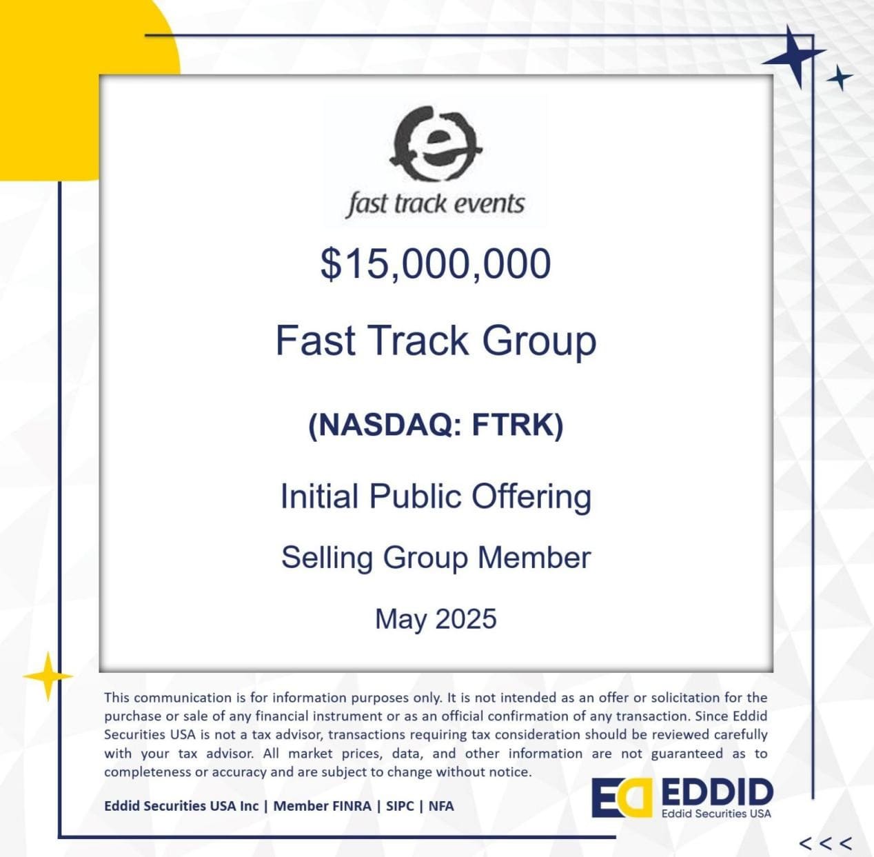 艾德金融:Fast Track Group (NASDAQ: FTRK)成功在纳斯达克上市