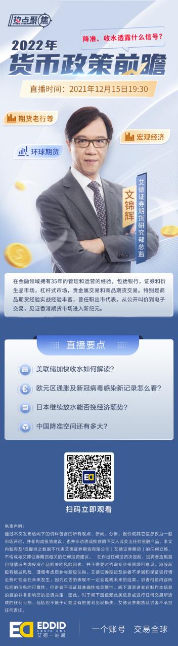 12月15日19:30艾德直播:全球大通胀风险仍存,2022年货币政策动向前瞻