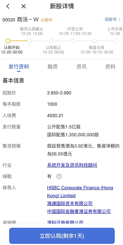 [港股打新]商汤科技重启火热招股中，艾德一站通最高支持20倍杠杆融资