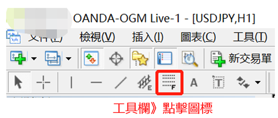 工具欄點選圖標